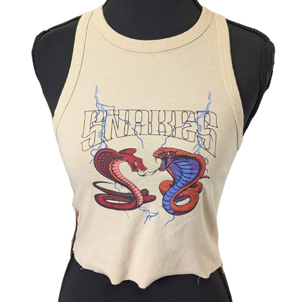 Adika Twin Snakes Graphic Cream Tank Top  | Women's S
